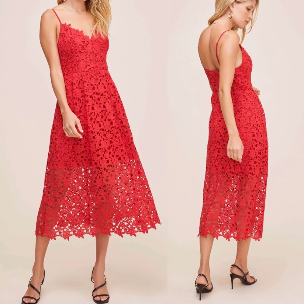 ASTR the label A Line Red Lace Midi Dress